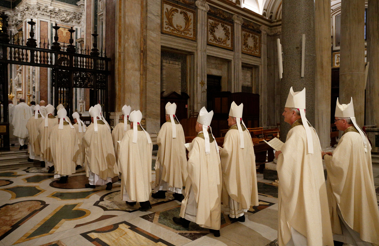 U.S. bishops from Iowa, Kansas, Missouri and Nebraska arrive in procession to concelebrate Mass at the Basilica of St. Mary Major in Rome Jan. 14, 2020. The bishops were making their "ad limina" visits to the Vatican to report on the status of their dioceses to the pope and Vatican officials.